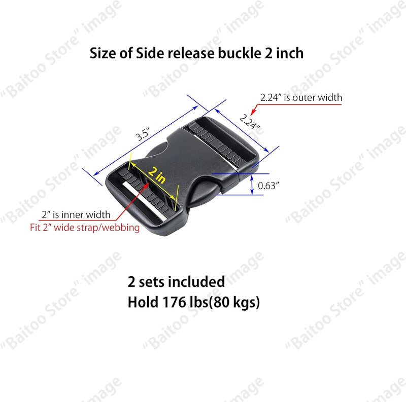 Baitoo Side Release Buckles Heavy Duty Plastic Buckle Snap Clips Clasps Backpack Buckle Replacement for Strap - Image 2